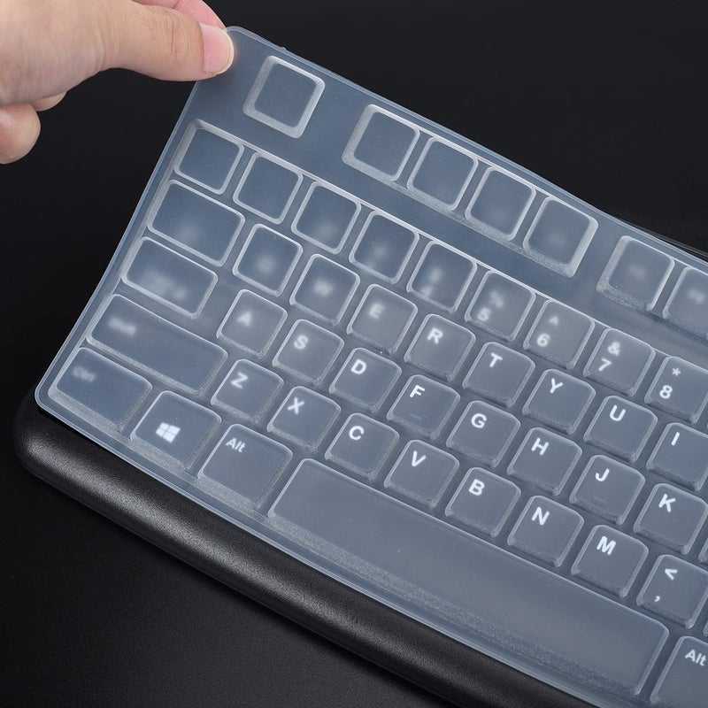 LEZE Keyboard Cover for Logitech K120 & MK120 Wired Keyboard, Ultra Thin Logitech K120 Keyboard Skin Protector - Clear - Image 2